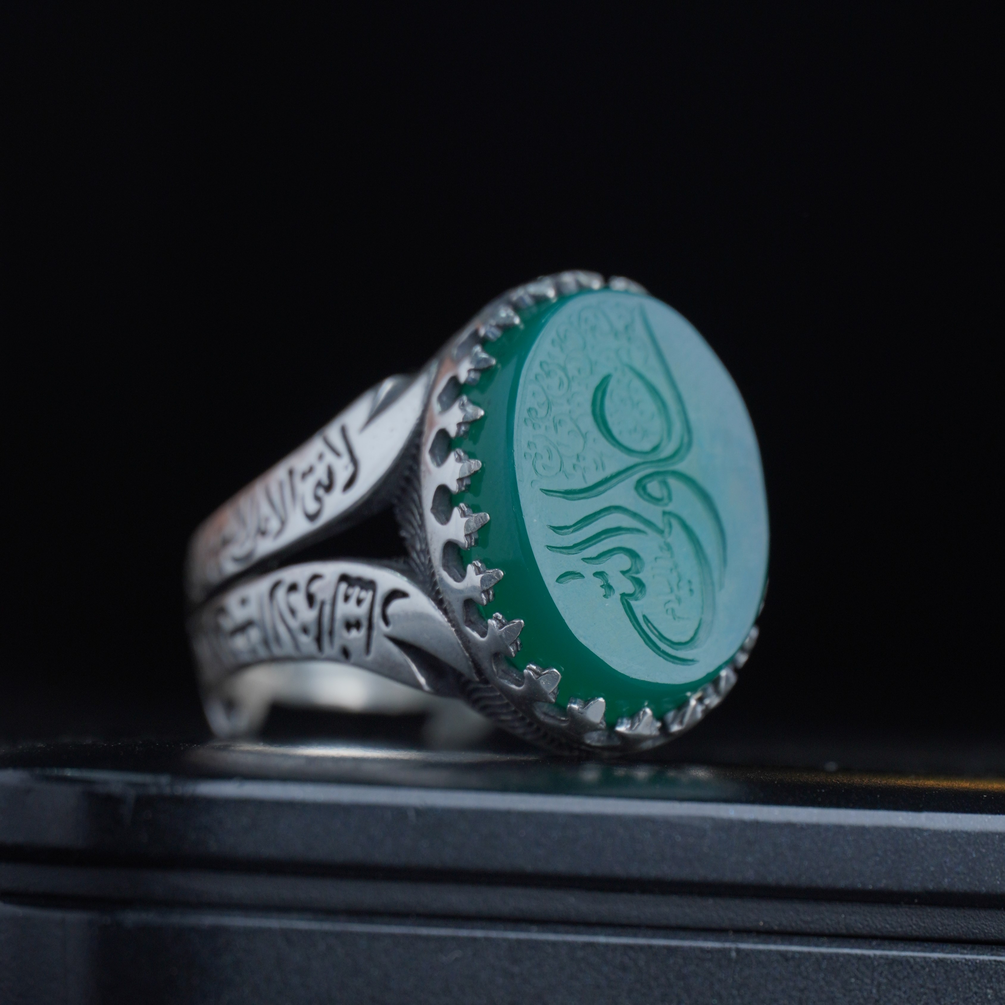 انگشتر مردانه عقیق سبز کد 1260