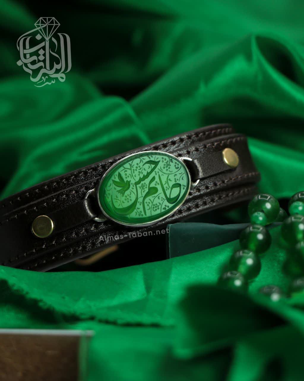 دستبند مردانه عقیق سبز کد 2874