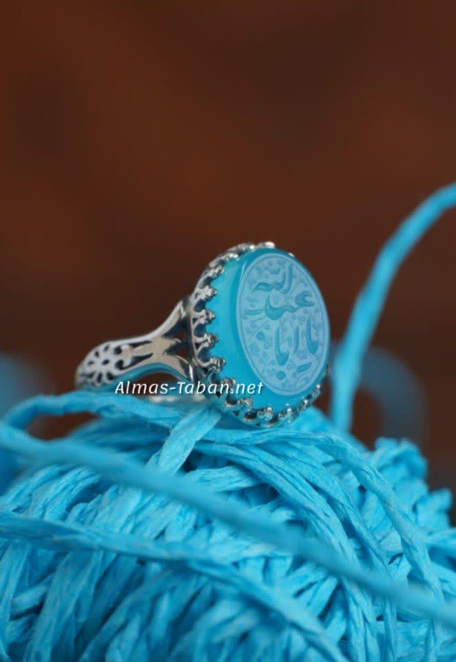 انگشتر زنانه عقیق آبی کد 735