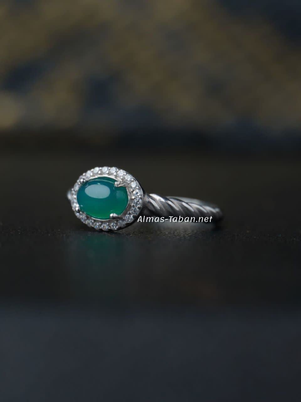 انگشتر زنانه عقیق سبز کد 760