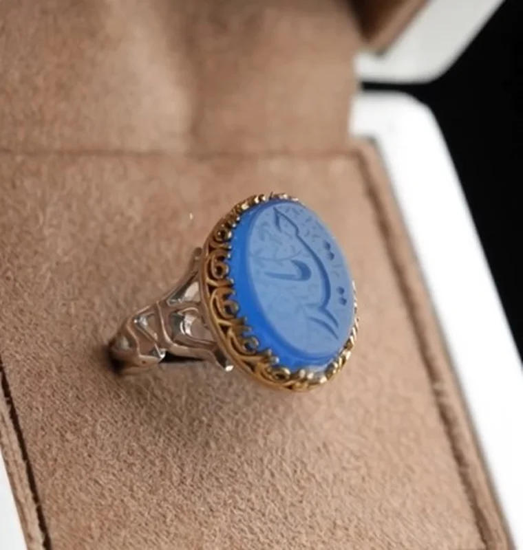 انگشتر مردانه عقیق آبی کد 1120