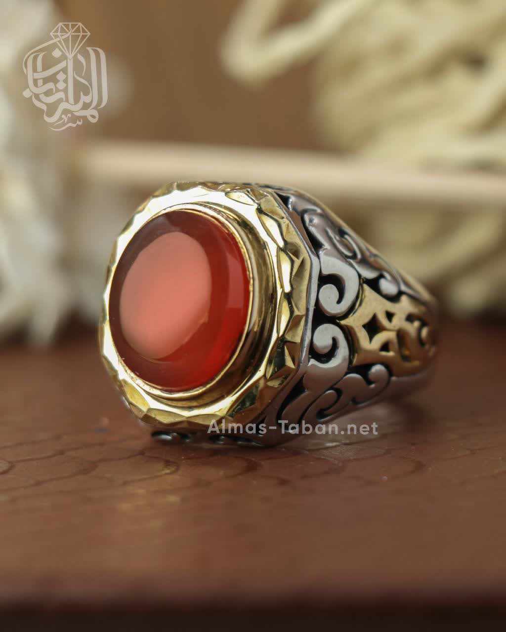 انگشتر مردانه عقیق سرخ یمنی کد 2829