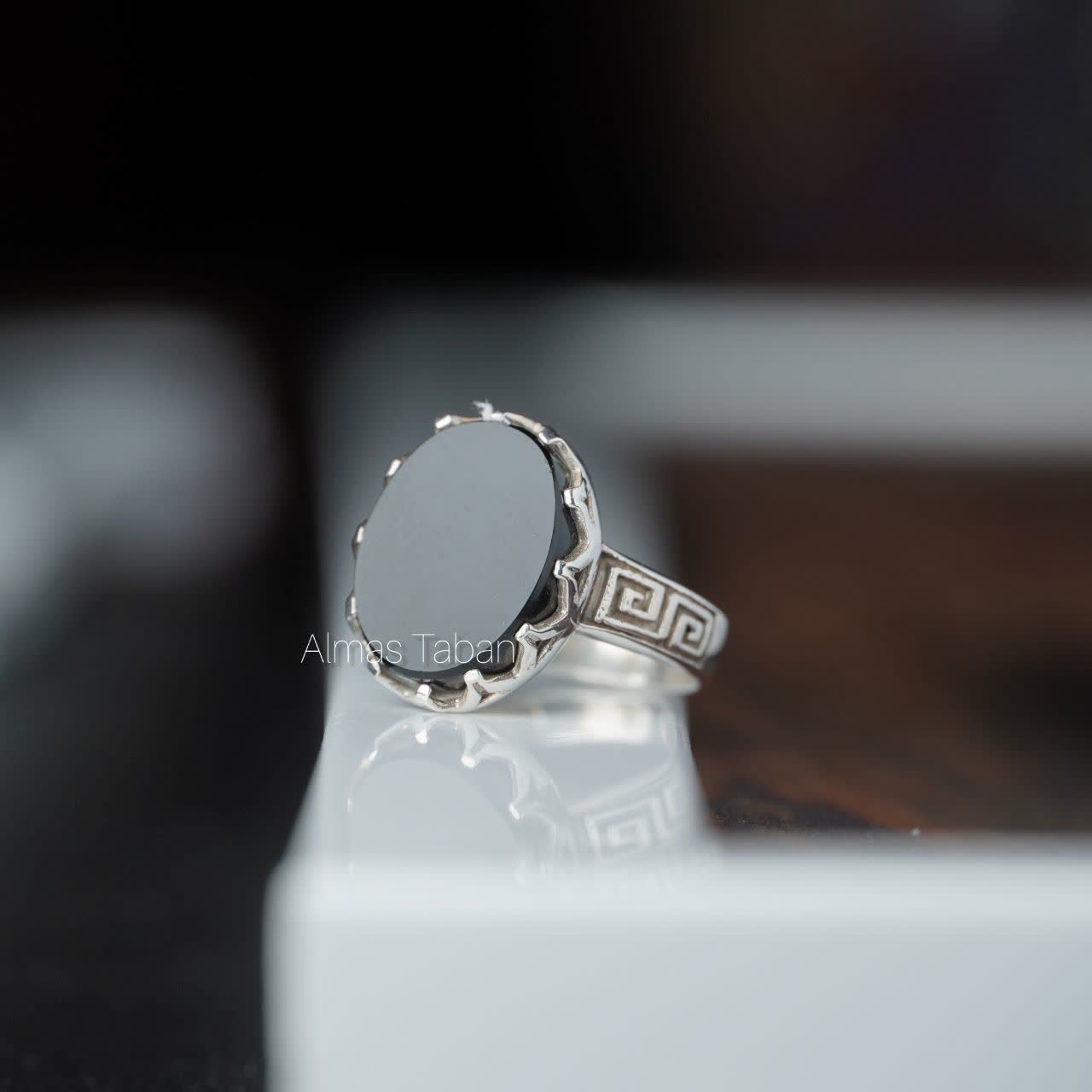 انگشتر زنانه عقیق مشکی کد 731
