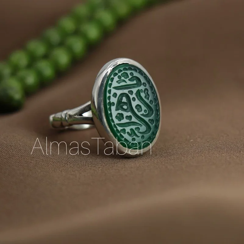انگشتر مردانه عقیق سبز کد 2806