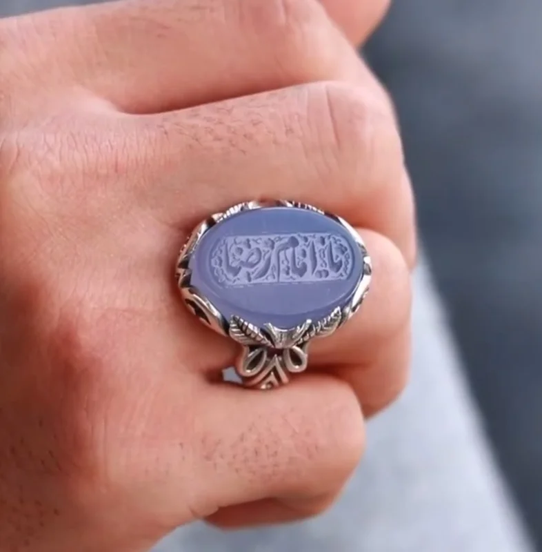 انگشتر مردانه عقیق کبود کد 1003