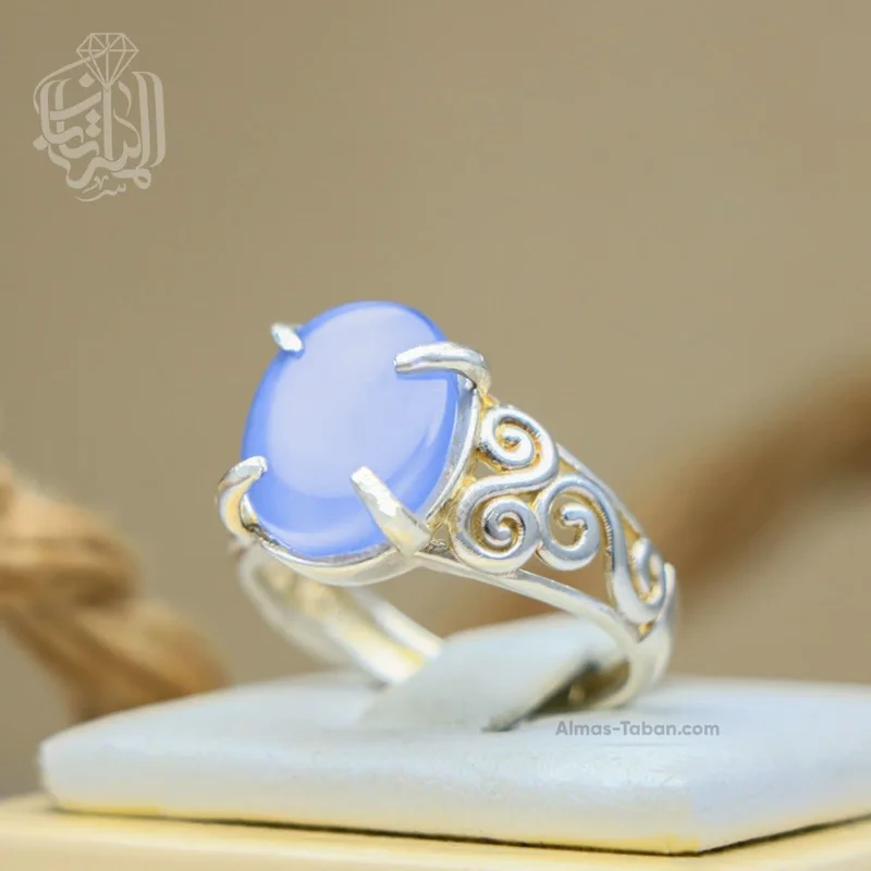 انگشتر زنانه عقیق کبود یمنی کد 611