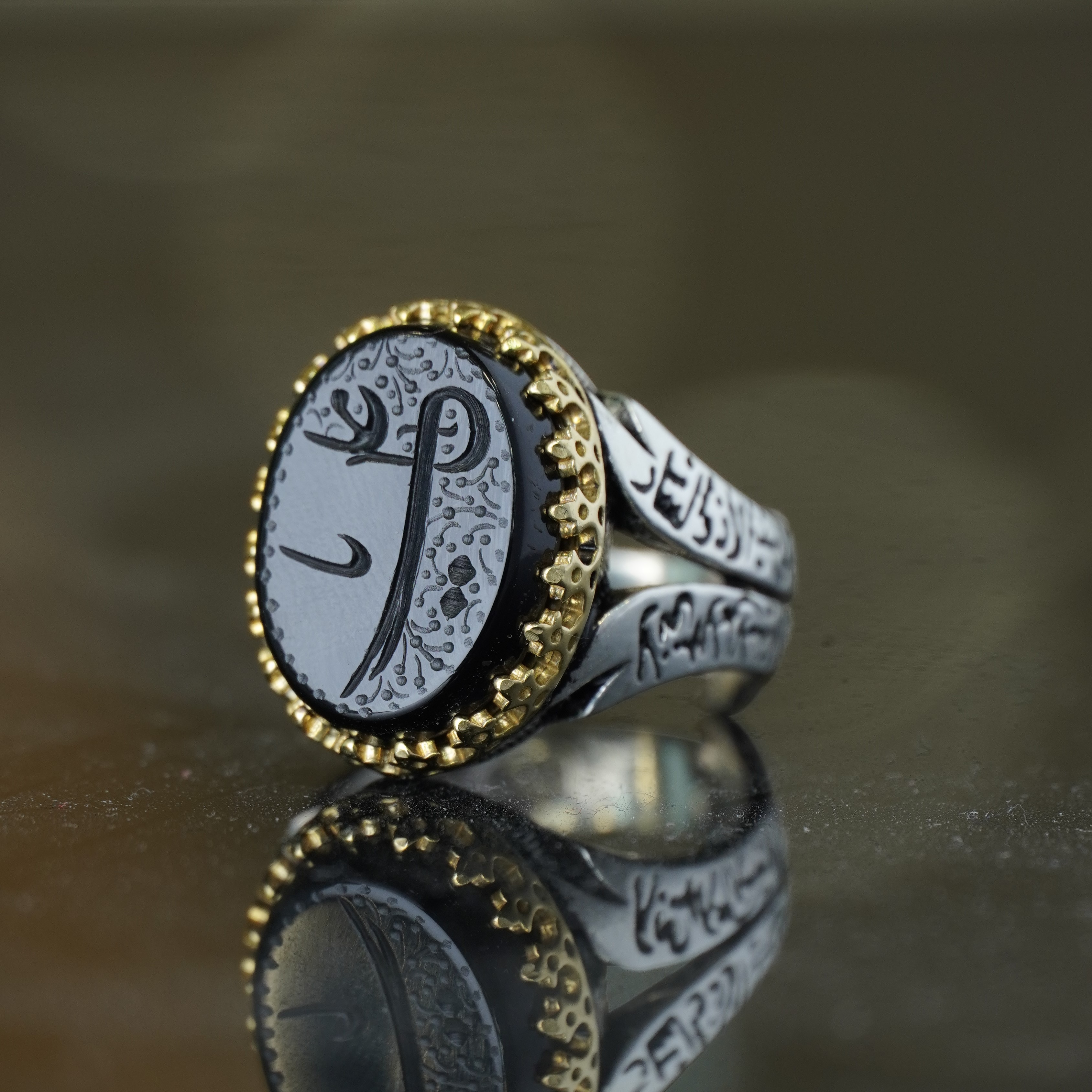 انگشتر مردانه عقیق مشکی کد 1325