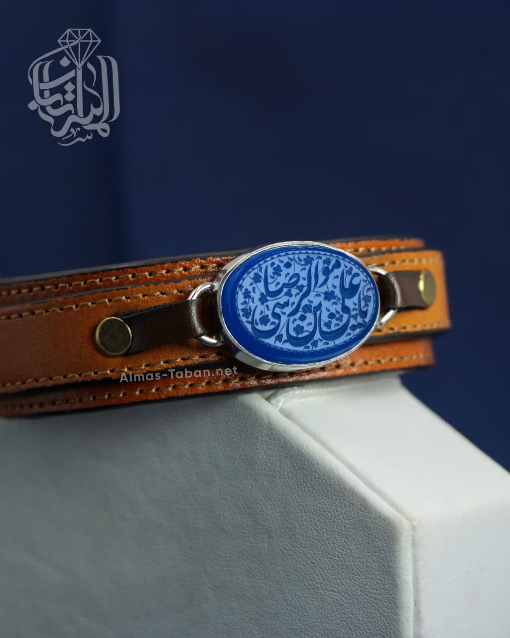 دستبند مردانه عقیق آبی کد 2837