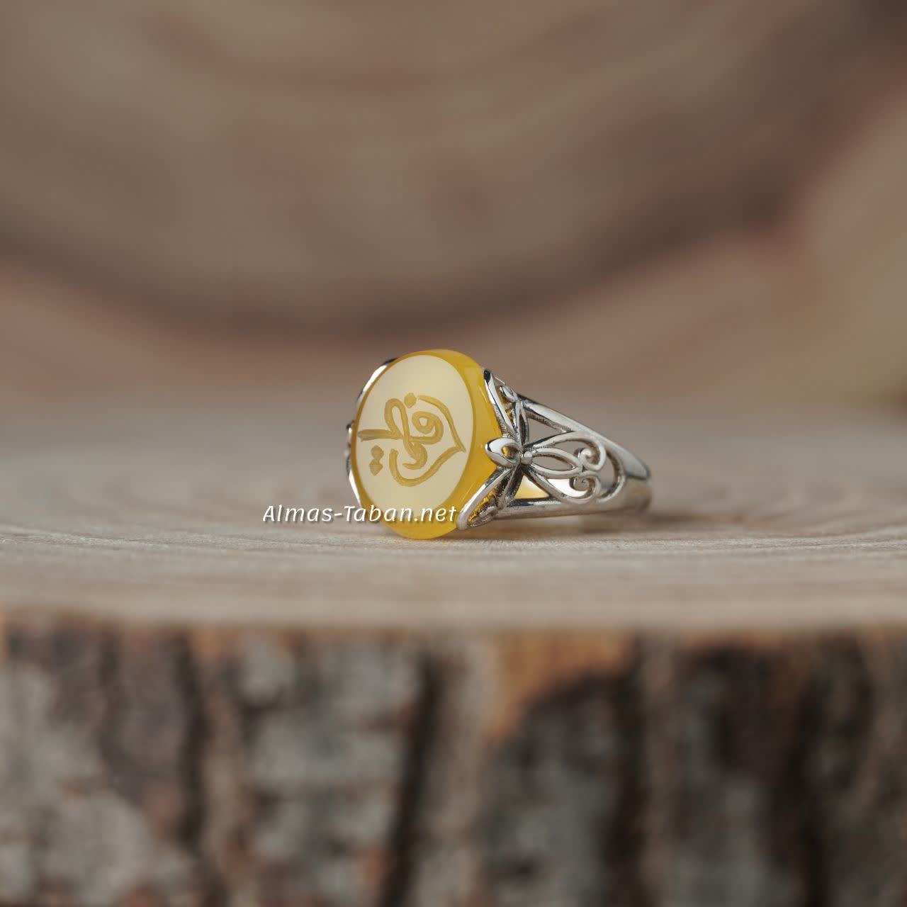 انگشتر زنانه عقیق زرد کد 734
