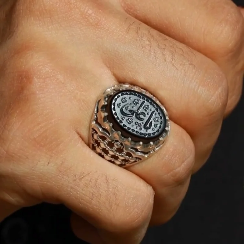 انگشتر مردانه عقیق مشکی کد 1030