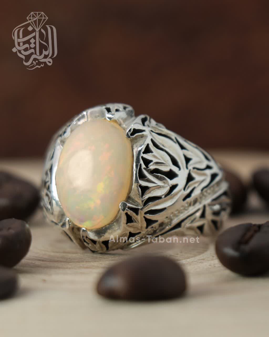 انگشتر مردانه اوپال سفید کد 2860