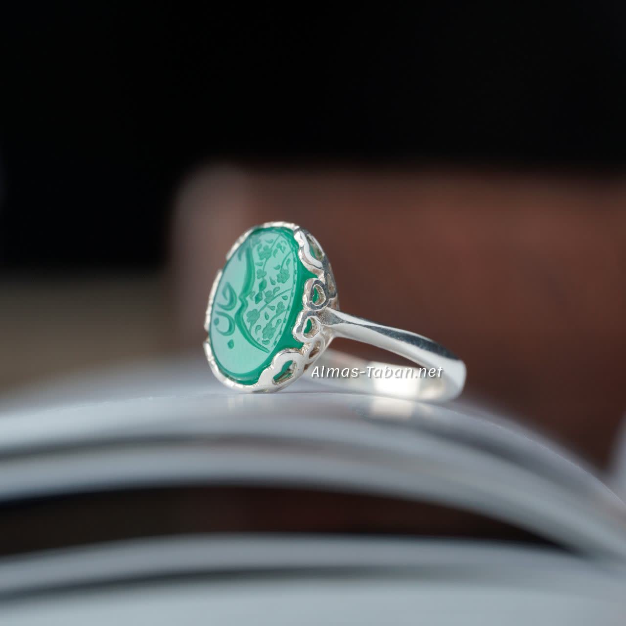 انگشتر زنانه عقیق سبز کد 749