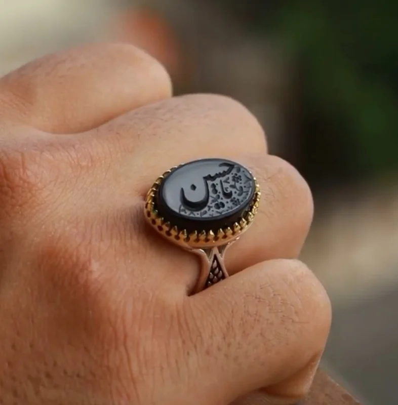 انگشتر مردانه عقیق مشکی کد 1032