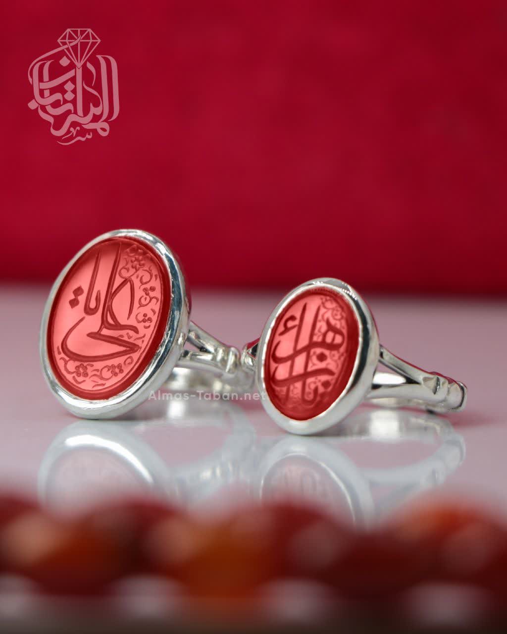 انگشتر ست زنانه و مردانه عقیق سرخ کد 2875