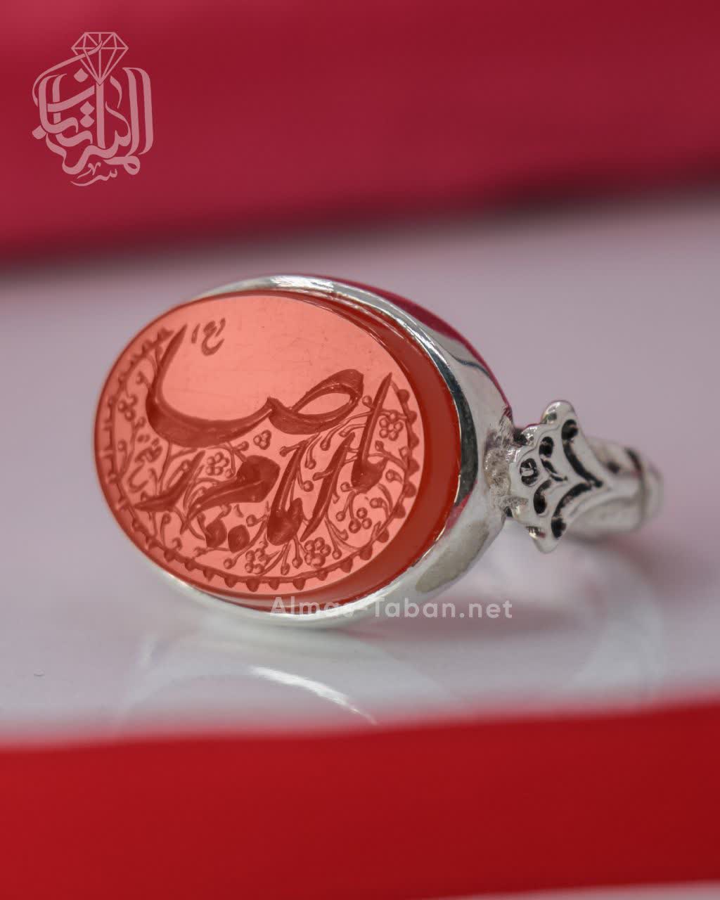 انگشتر مردانه عقیق سرخ خراسانی کد 2828