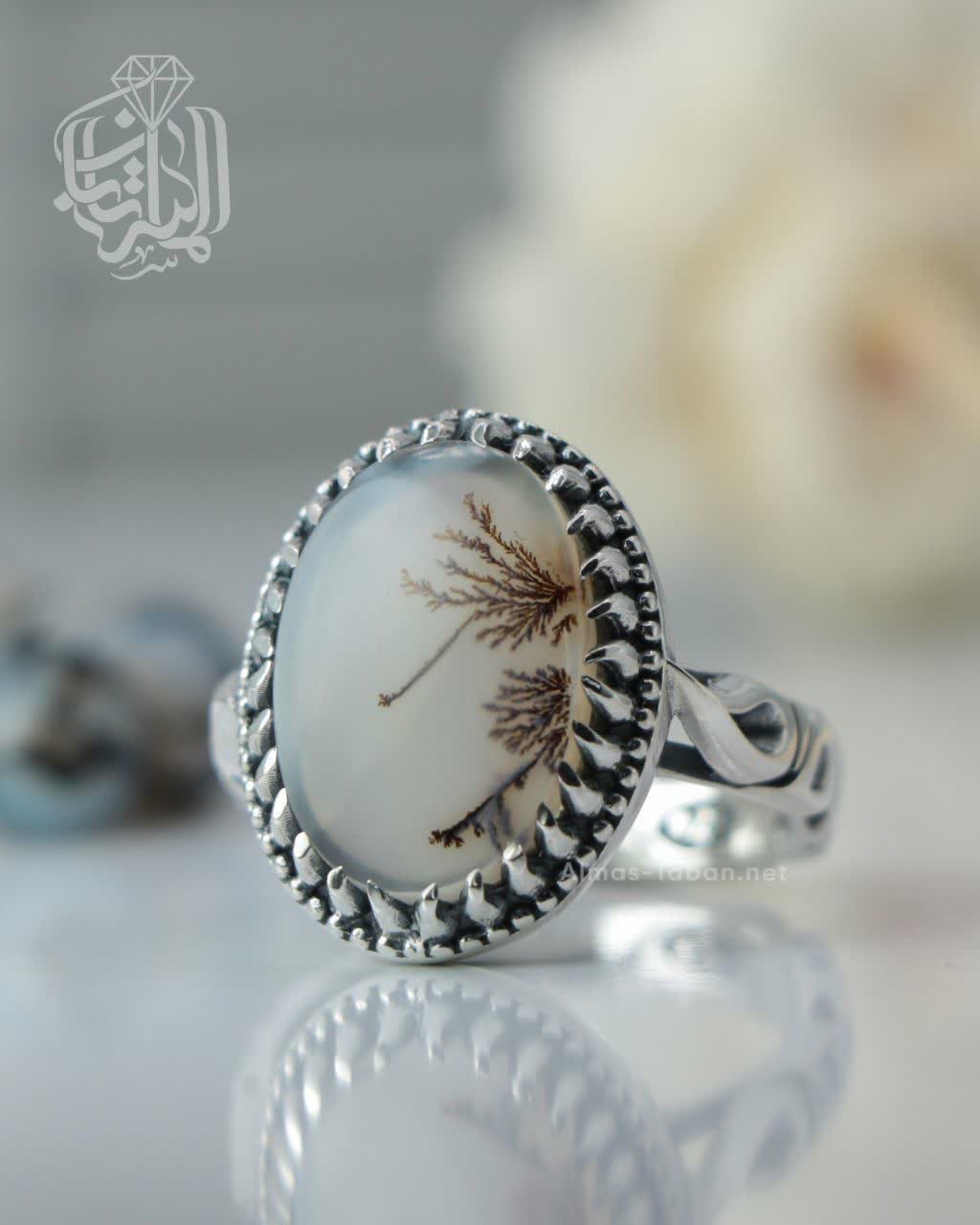 انگشتر مردانه عقیق شجر کد 2923