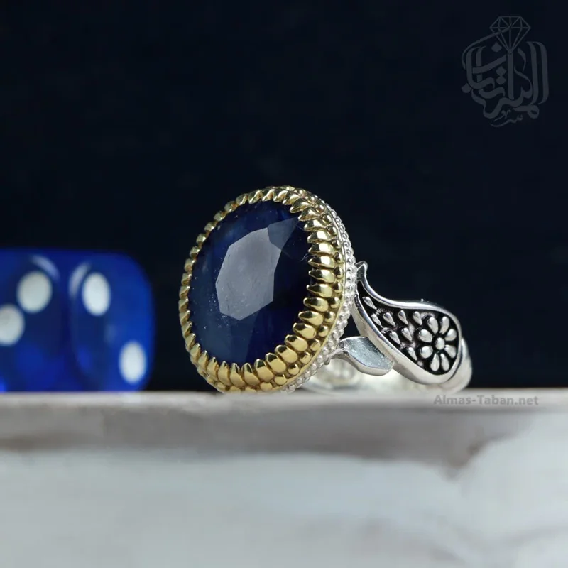 انگشتر مردانه یاقوت کبود کد 2655