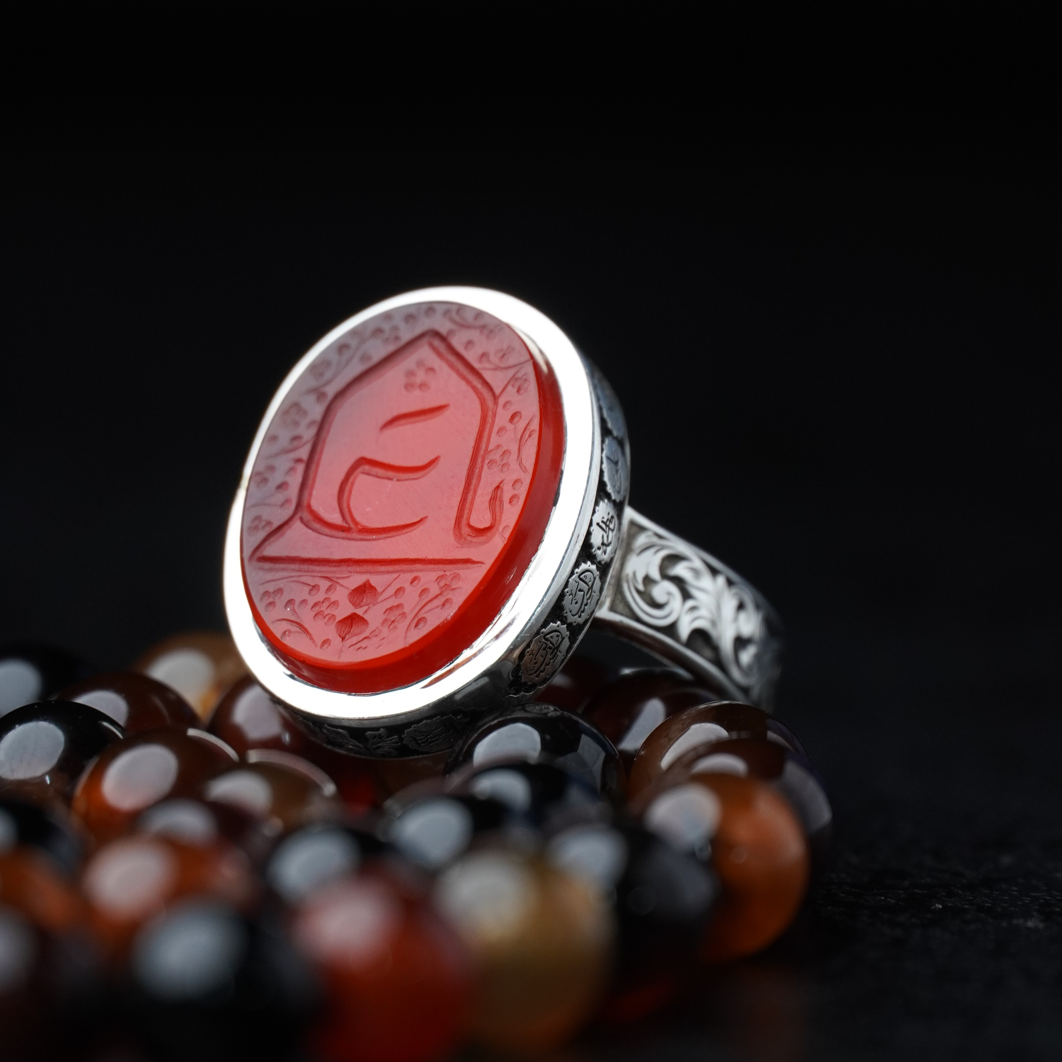 انگشتر مردانه عقیق سرخ کد 1328