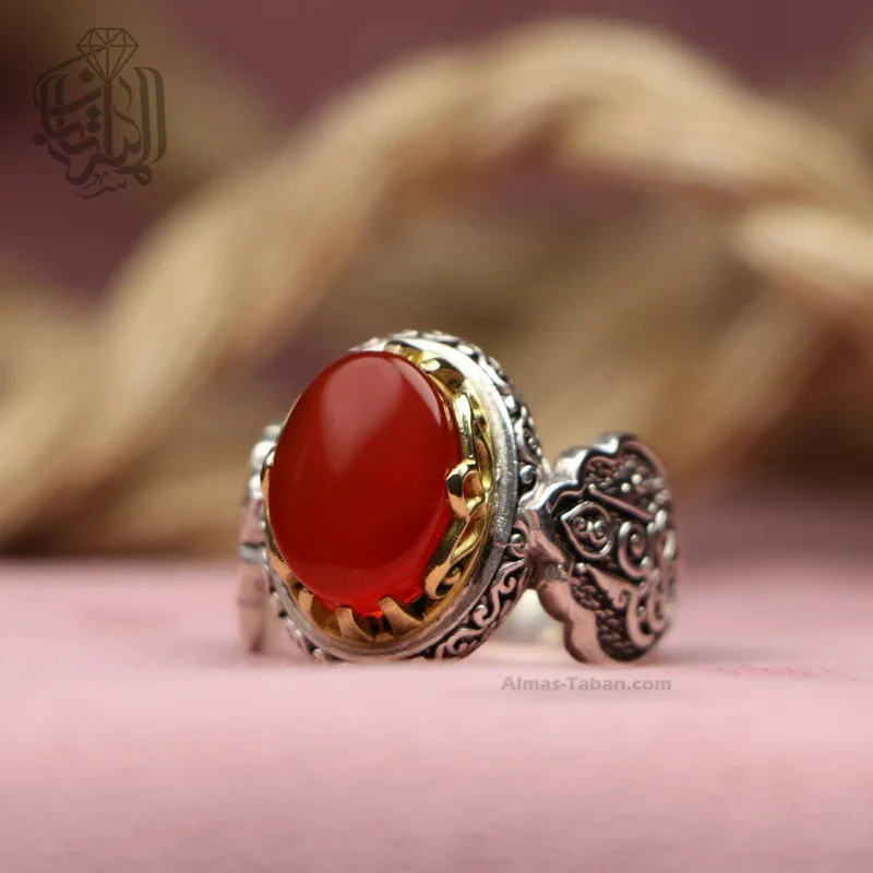 انگشتر مردانه عقیق سرخ یمنی کد 2343