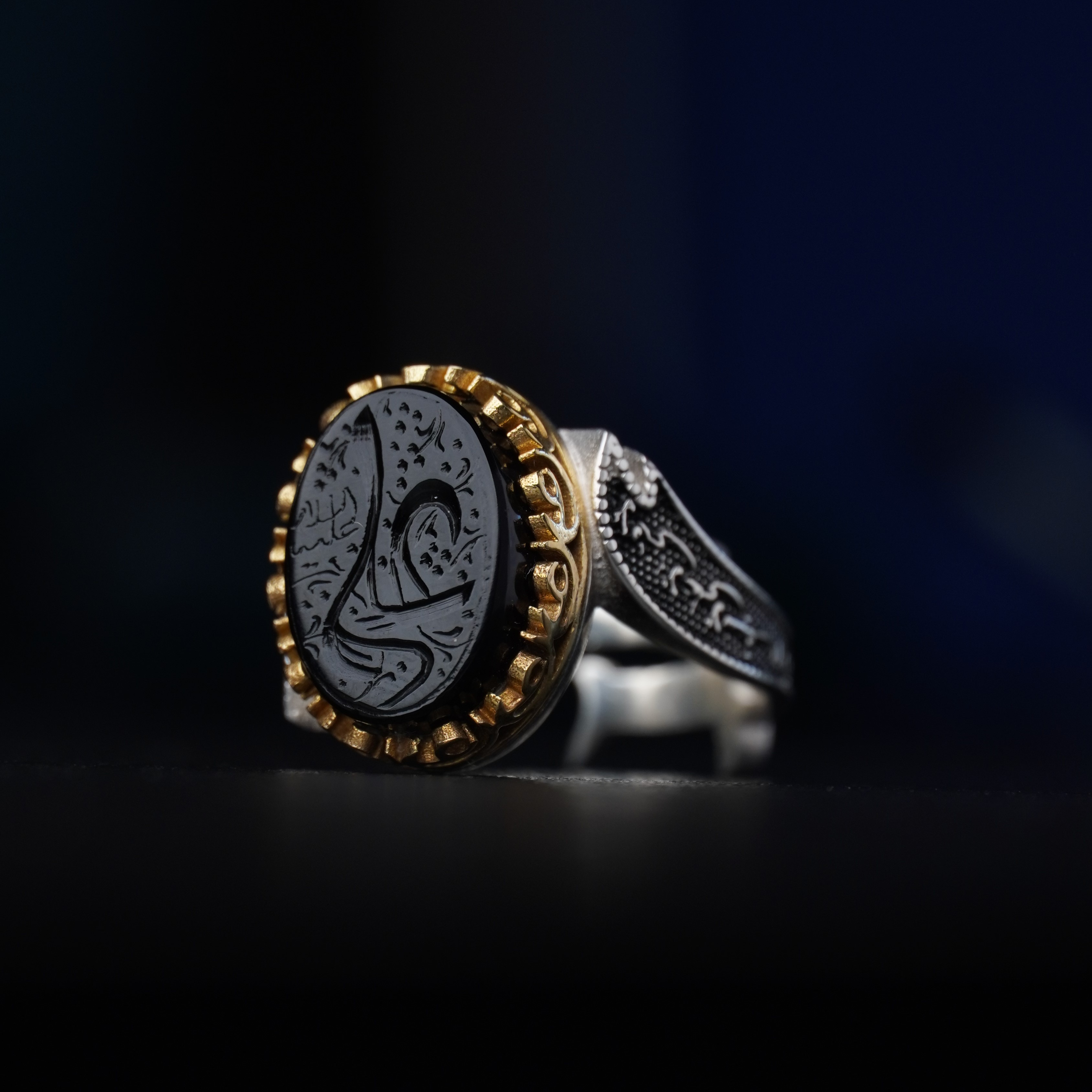 انگشتر مردانه عقیق مشکی کد 1322