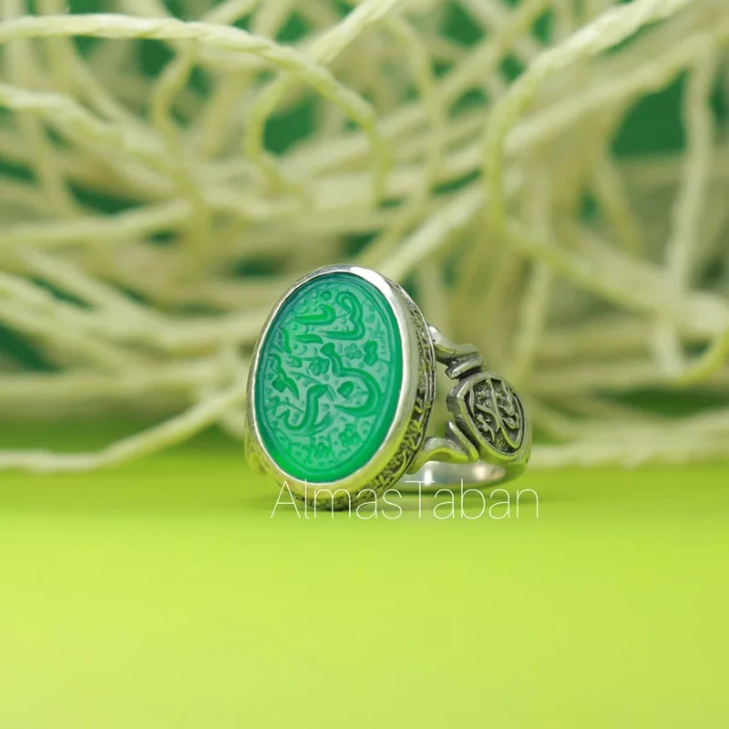 انگشتر مردانه عقیق سبز کد 270۲