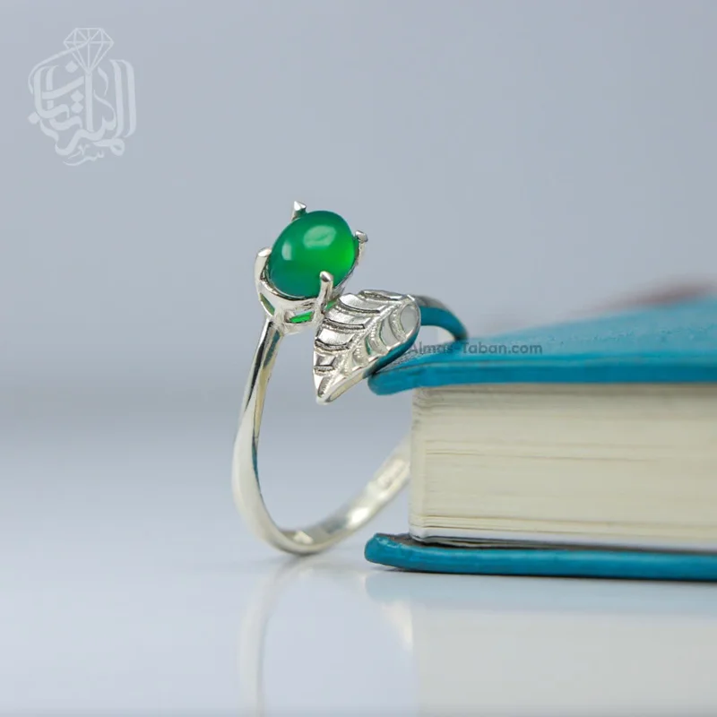 انگشتر زنانه عقیق سبز کد 605