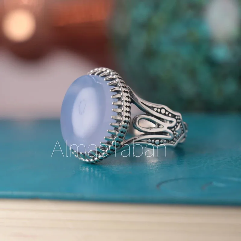 انگشتر مردانه عقیق کبود یمنی 2790