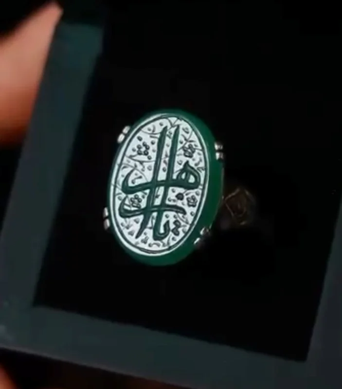 انگشتر مردانه عقیق سبز کد 1042