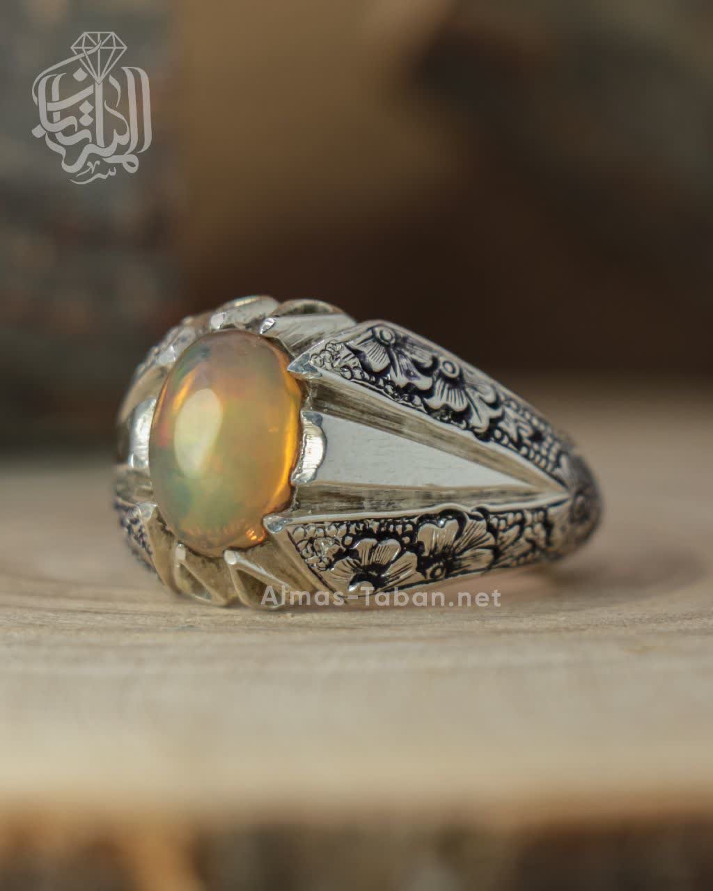 انگشتر مردانه اوپال سفید کد 2845