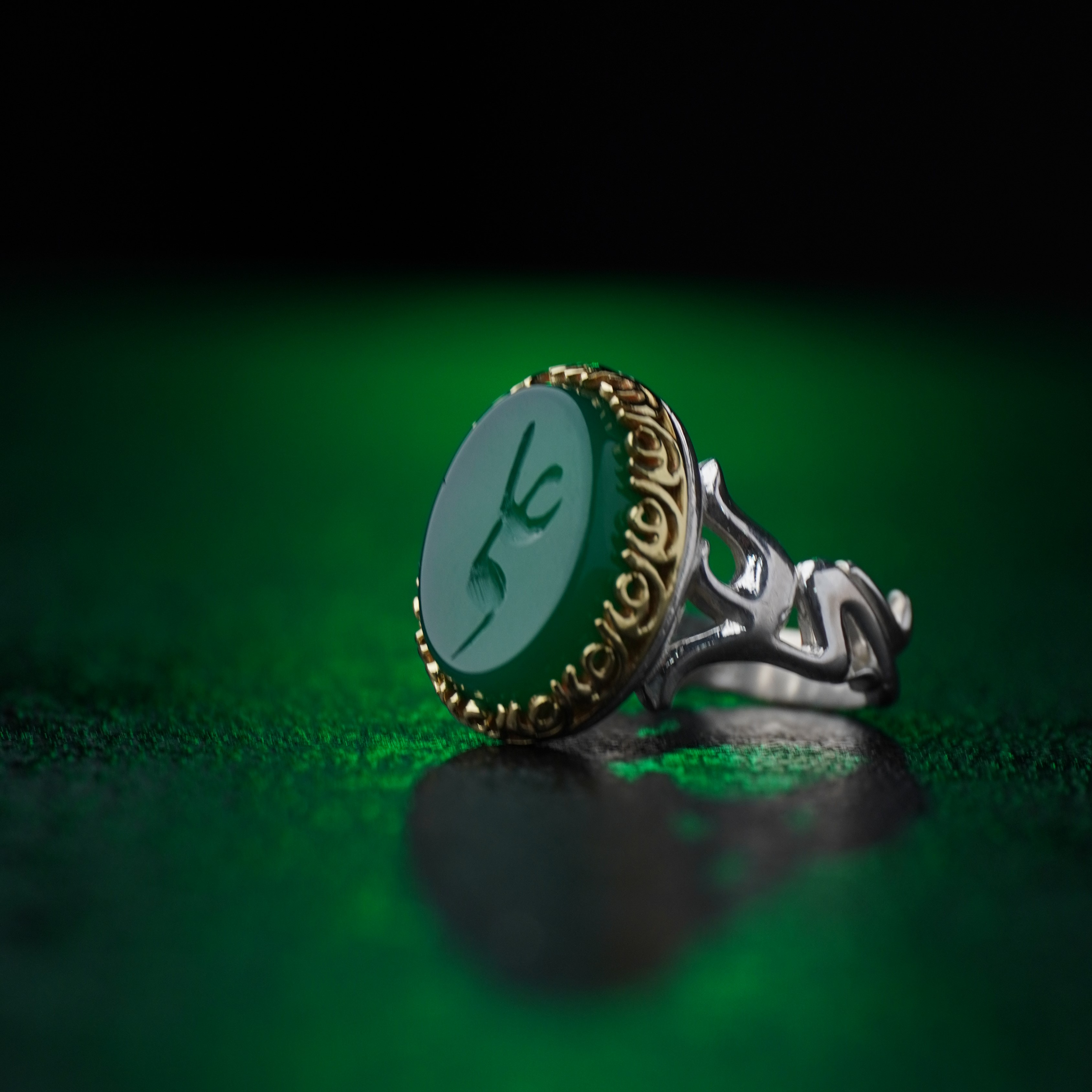 انگشتر مردانه عقیق سبز کد 1307