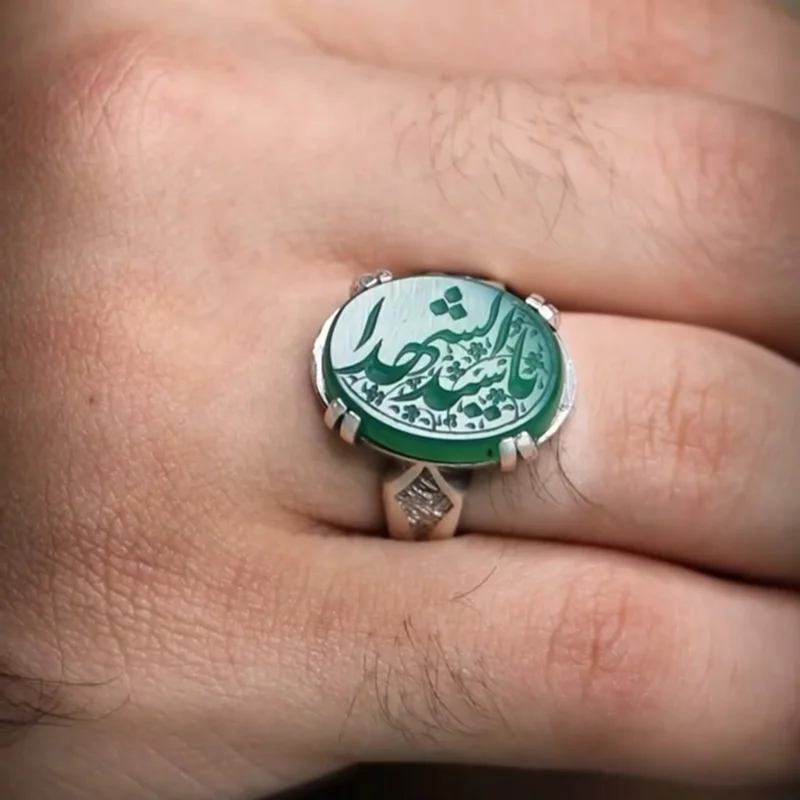 انگشتر مردانه عقیق سبز کد 1064
