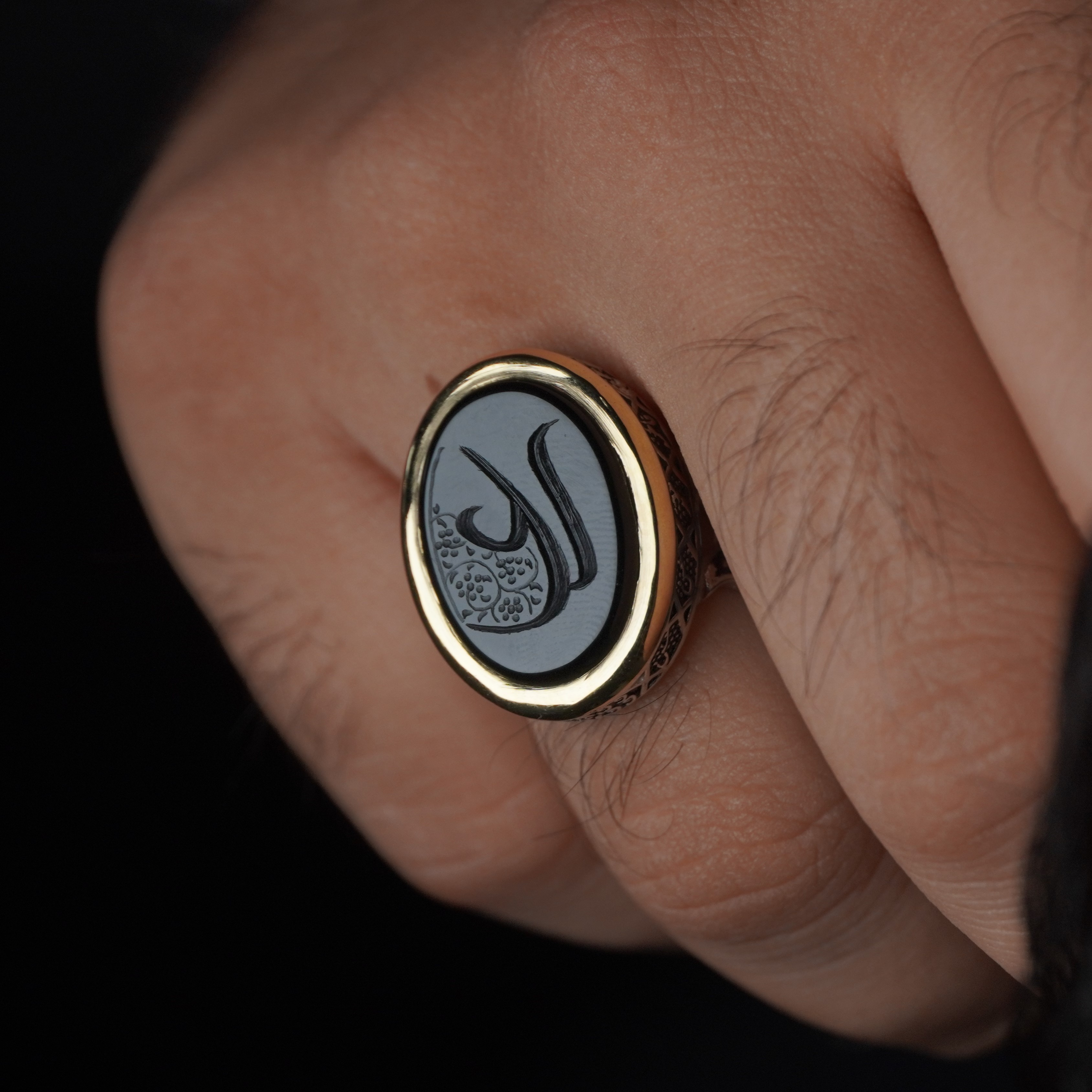انگشتر مردانه عقیق مشکی کد 1290