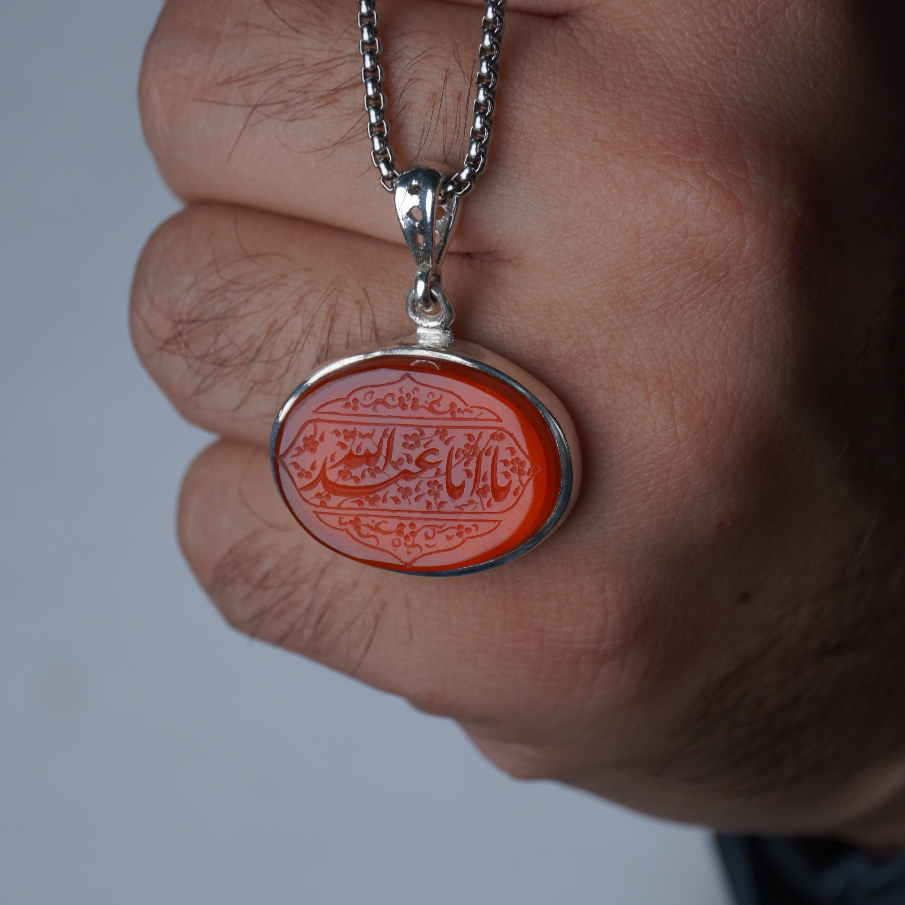 گردنبند مردانه عقیق سرخ کد 1268