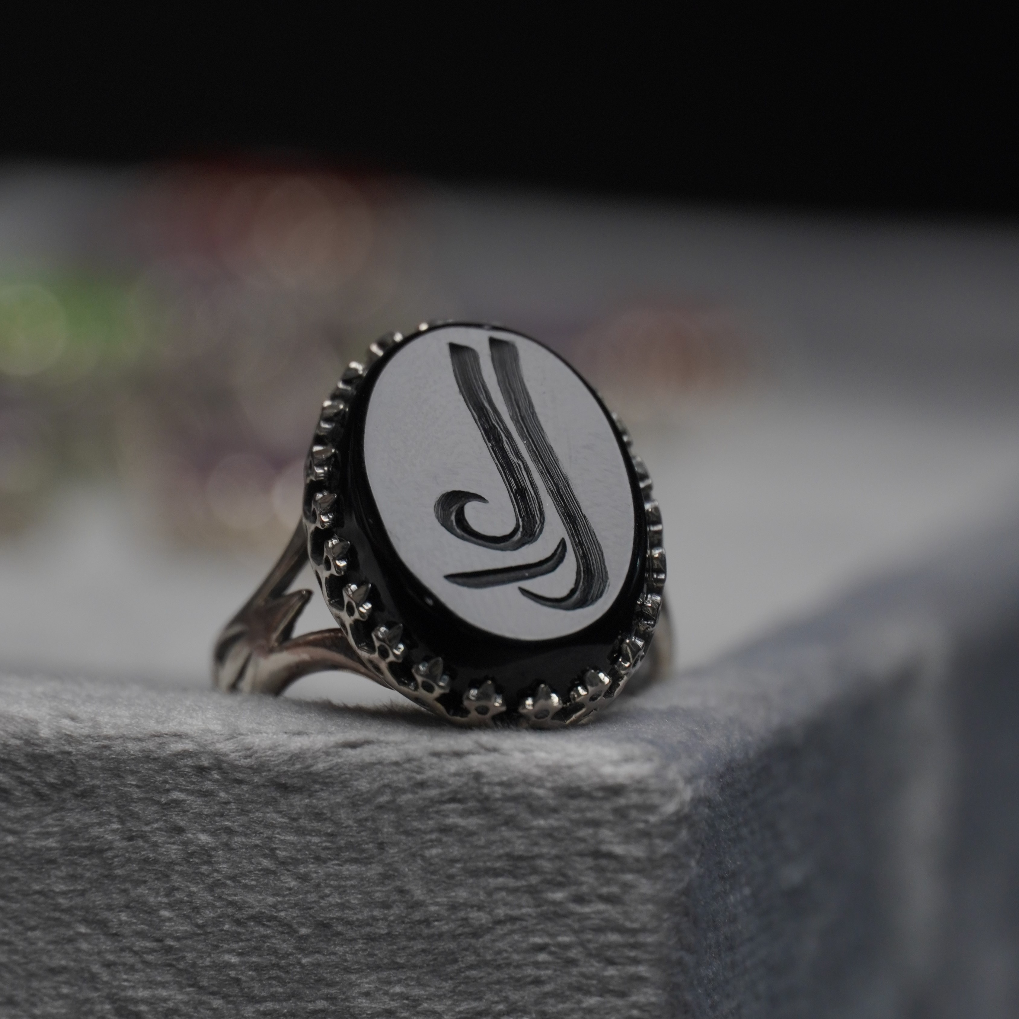 انگشتر مردانه عقیق مشکی کد 1281