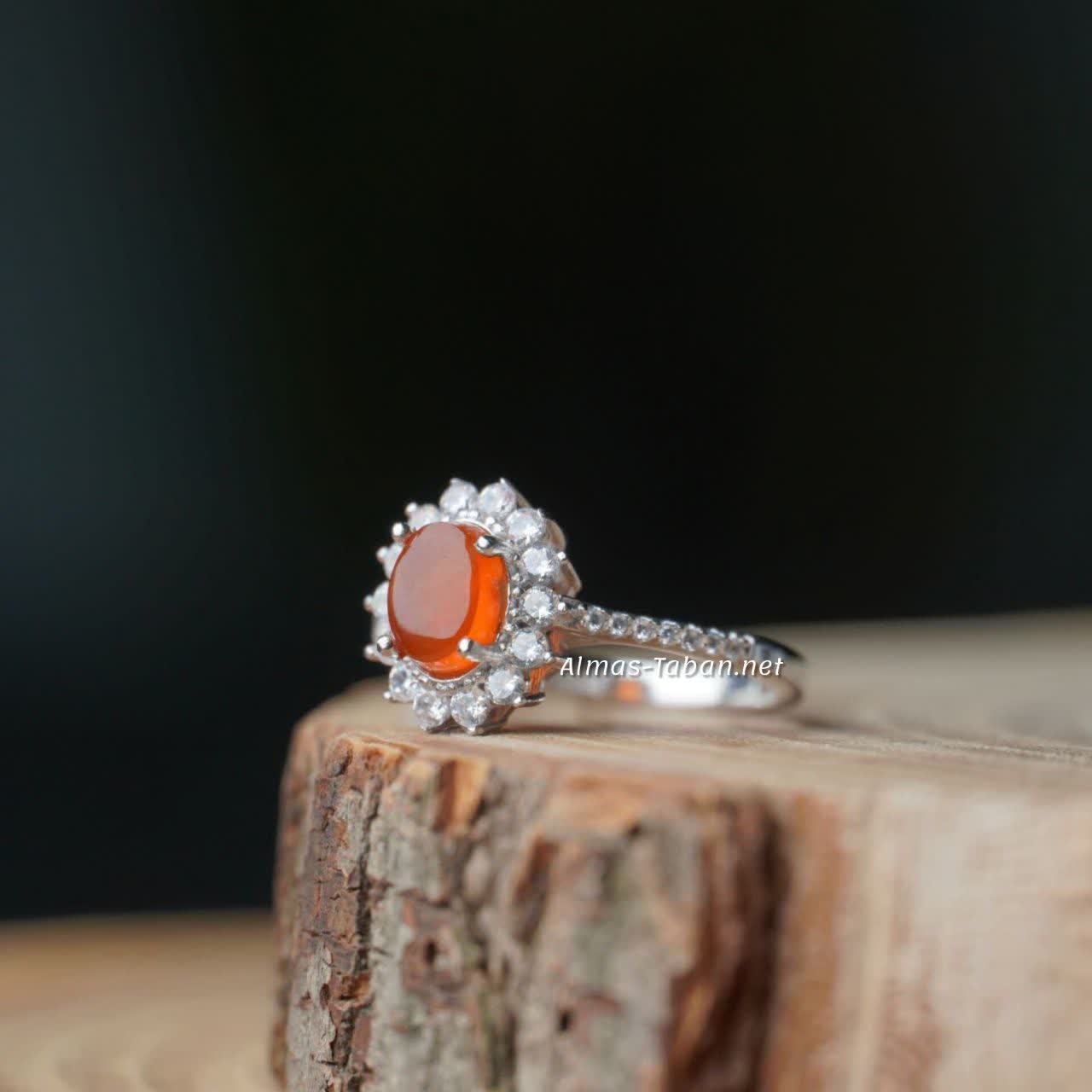 انگشتر عقیق پرتقالی یمنی کد 748