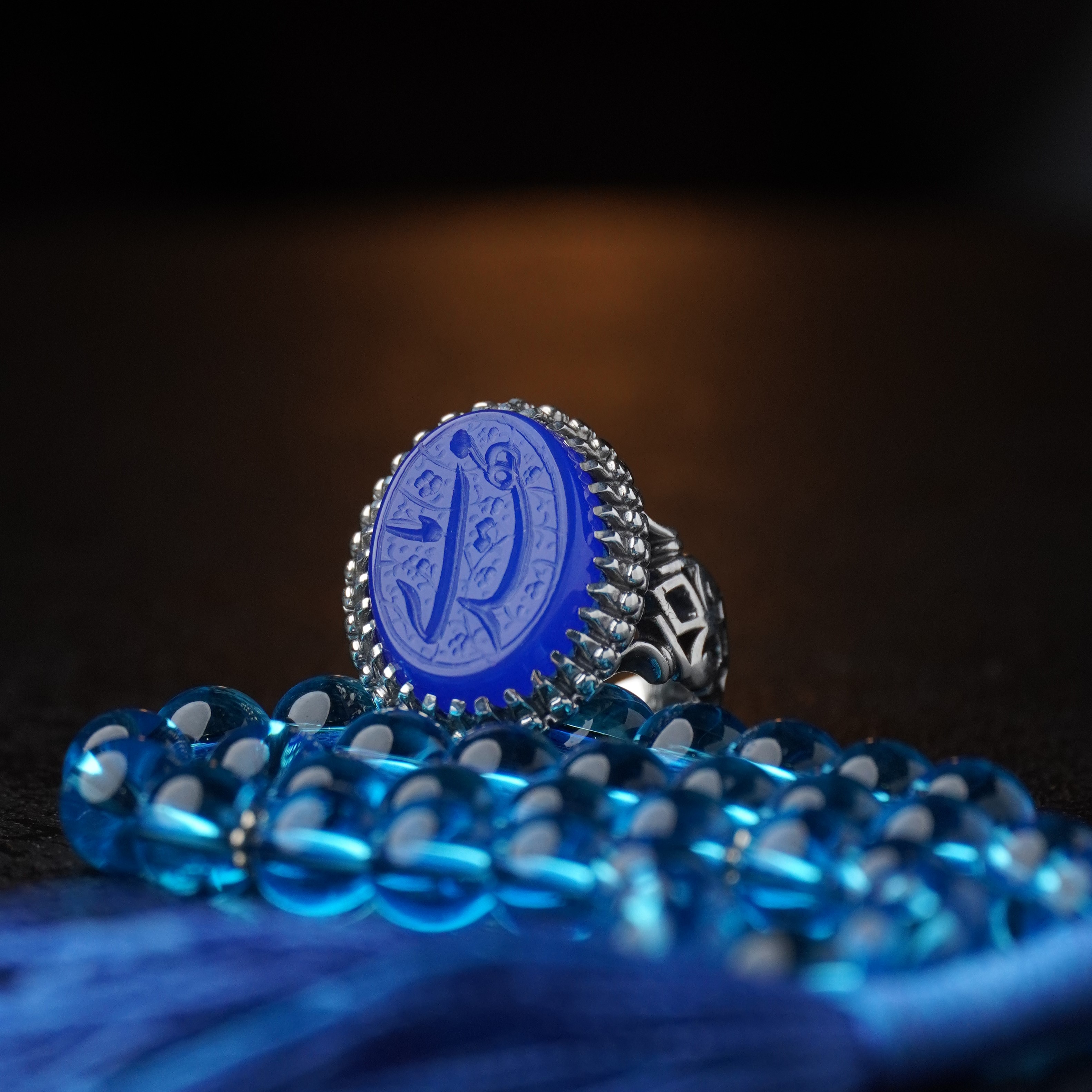 انگشتر مردانه عقیق آبی کد 1336